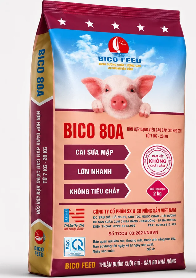BICO 80A HH dạng viên cao cấp cho heo con giai đoạn 7-20Kg